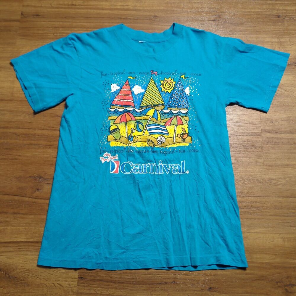Vintage 90s Carnival Cruise Line Shirt Adult Size XL? Single Stitch Y2K